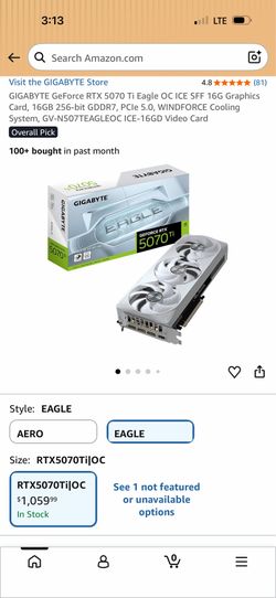 GIGABYTE GeForce RTX 5070 Ti Eagle OC ICE 16G