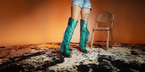 Turquoise Fringe Boots