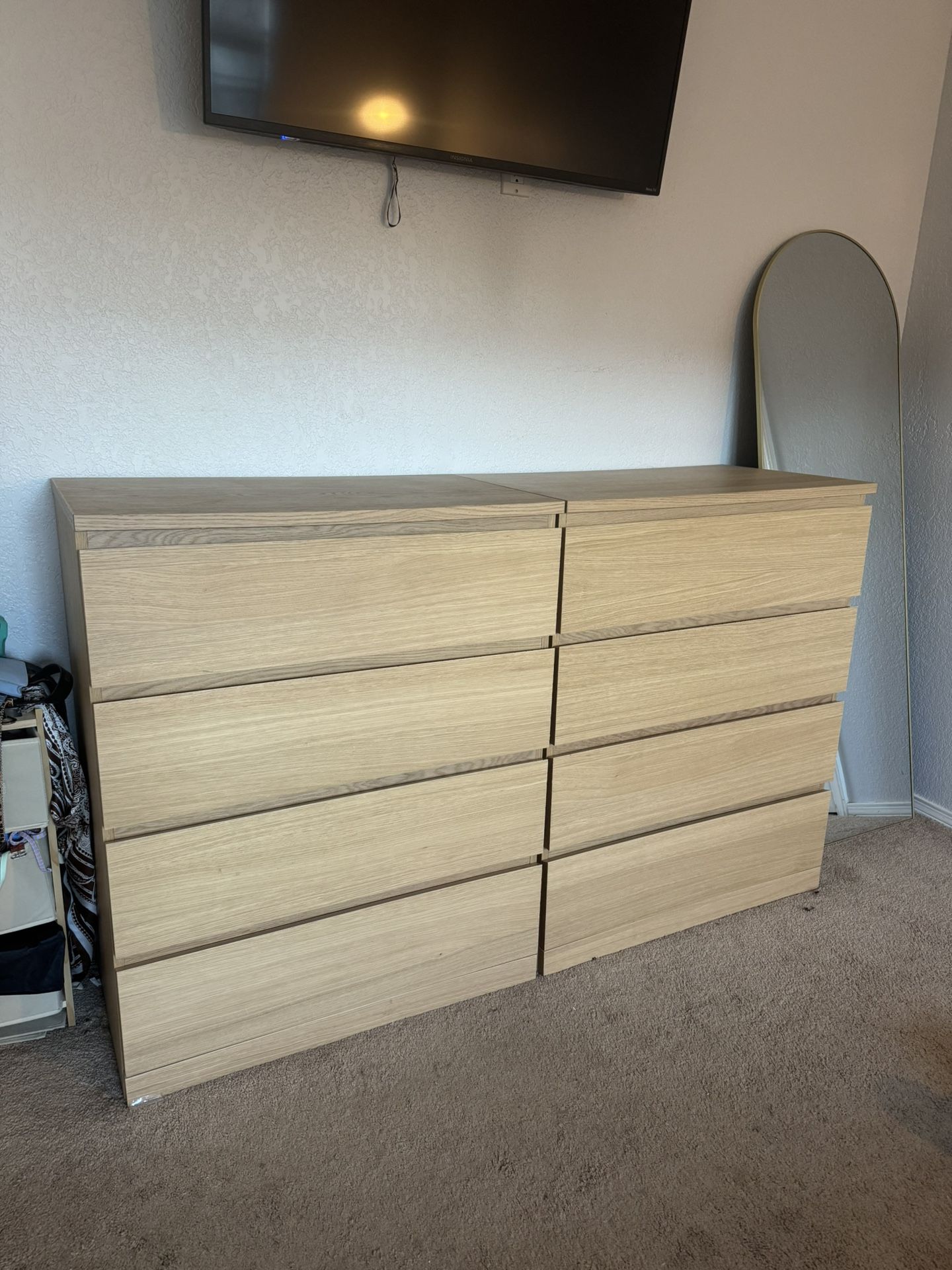 Two 4 Drawer Chest - Oak - Storklinta IKEA