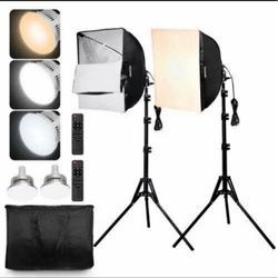 Softbox Lighting Kit, 16" x 16", Professional Softbox with 45W LED Bulbs, 3000-6500K