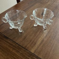 Vintage Glass Cream And Sugar Set 