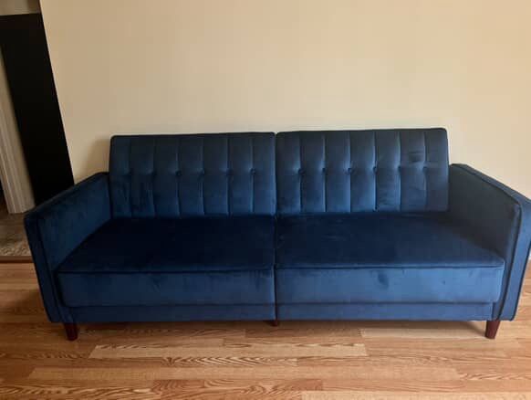 Modern Blue Sofa with Clean Lines