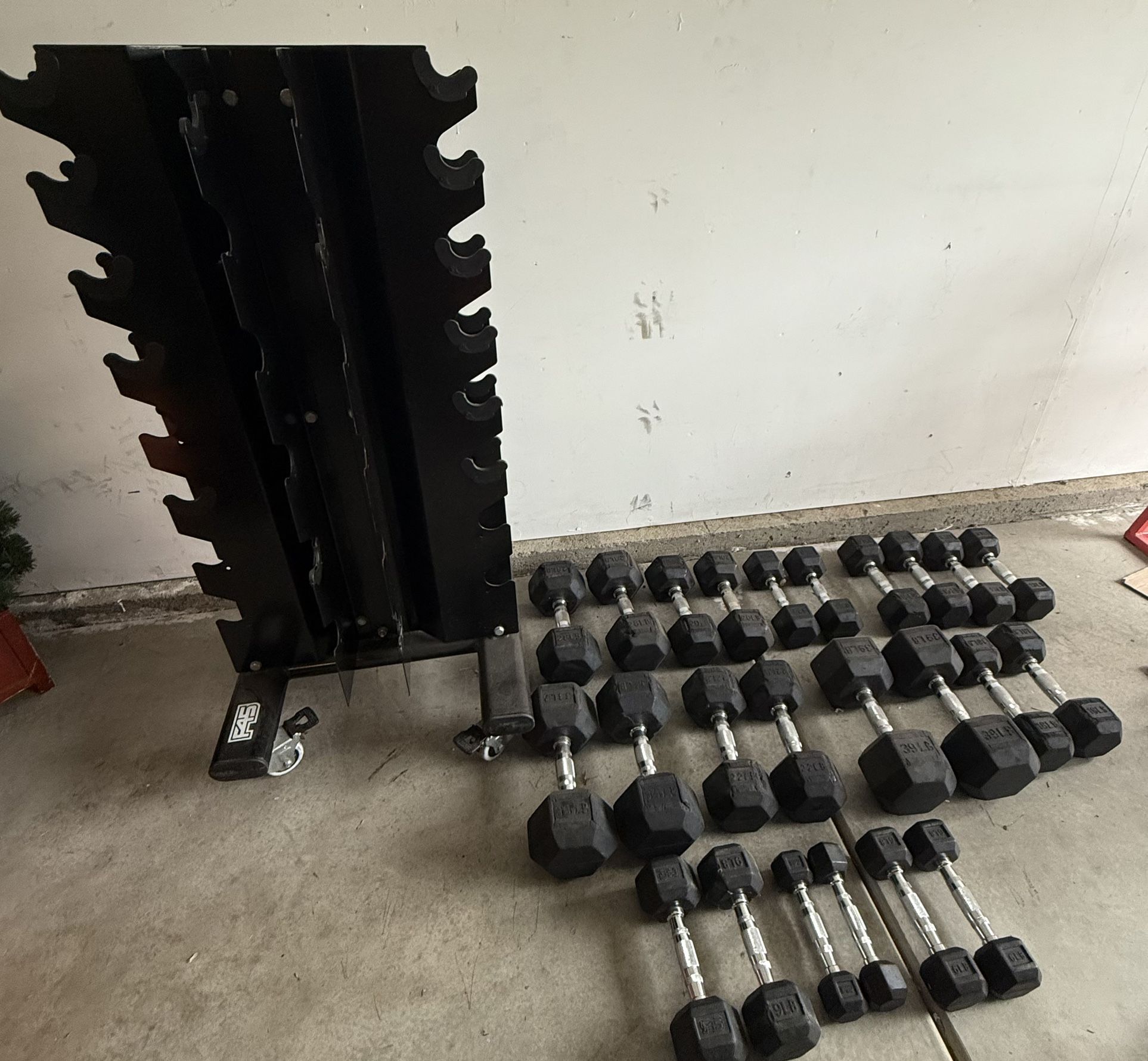 Dumbbell Weight Set w/Rack 