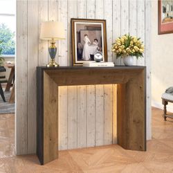 Farmhouse Wood Console Table with LED Light