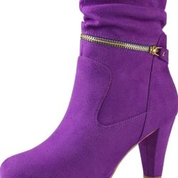 Perphy Round Toe Platform Block Heels Mid Calf Boots for Women