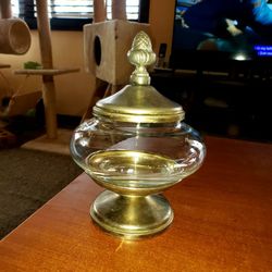 Vintage 3 Piece Candy Dish - Glass And Metal