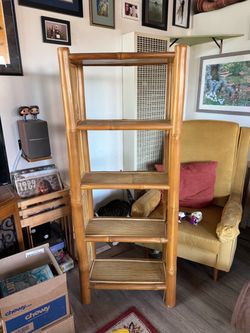 Bamboo Rattan 5-Tier Ladder Shelf