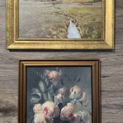 Antique Floral Painting 12” X 18” & 16” X 14”