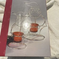 International Silverplate Santa Silverplate Votive Pair