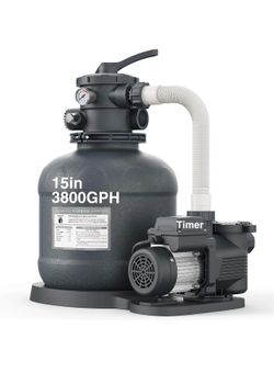 Filter Pump 15in Up to 15 000 Gallons Timer 6 Way Valve SPSG150T Sand Vidapool