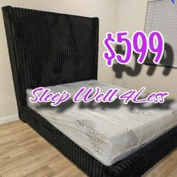 NEW QUEEN BED FRAME AND MATTRESS 