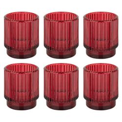 Koyal Burgundy Ribbed Votive Candle Holder