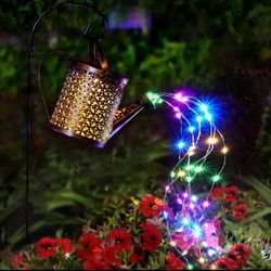 Solar Watering Can With Lights, Hanging Solar Waterfall Lights Waterproof Outdoor Garden Decor For Yard Porch Lawn Backyard Landscape Pathway Patio Ou
