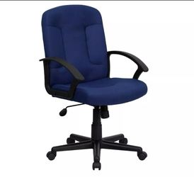 Garver Mid-Back Fabric Swivel Executive Chair in Navy with Arms