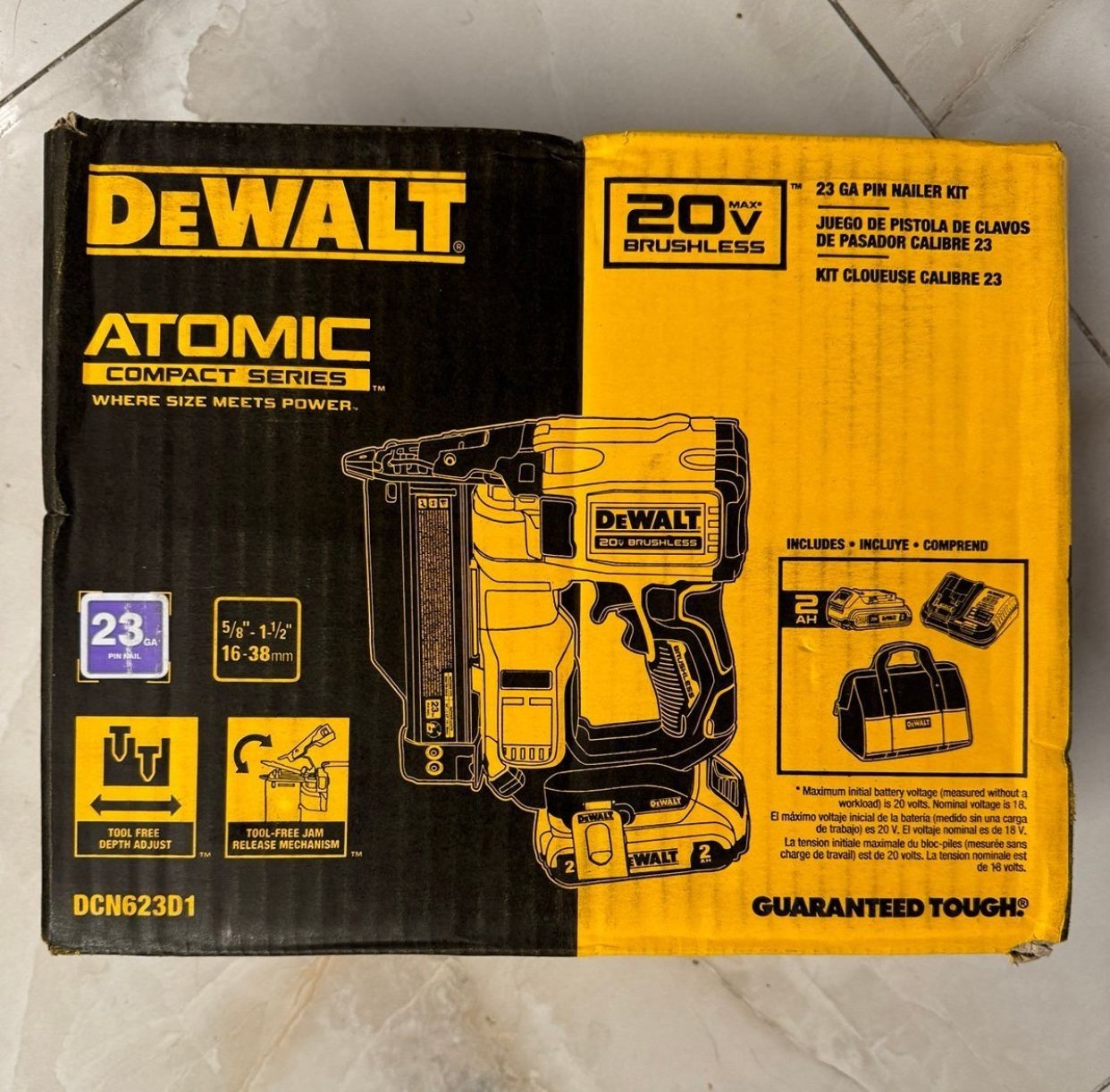 Dewalt New Kit 23 Pin Nailer, Battery And Charger