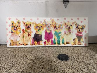 Chihuahua Canvas Wall Art 46" x 18" - Colorful Dogs Painting Print
