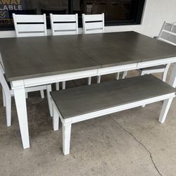 Table, 5 Chairs, Lift And Bench 