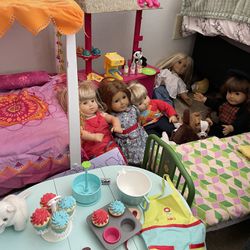 American Girl Lot- Dolls, Furniture, Clothes