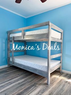 Solid Wood Twin Bunk Bed With Memory Foam Mattresses $600