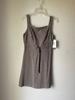 Rampage Houndstooth Mini Dress with Tie