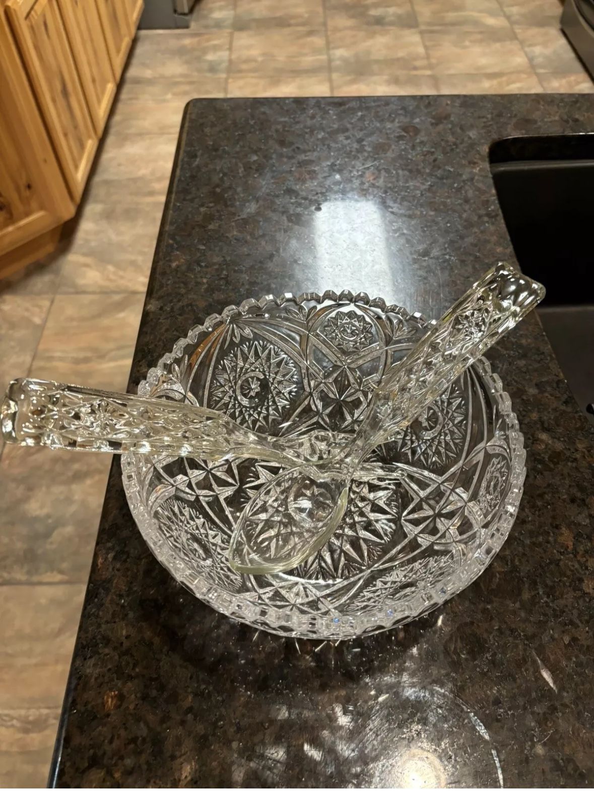 Vintage Cut Glass Salad Bowl Set