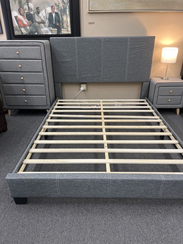 3pcs Grey Queen Bedroom set (Mattress is not Included) Home & Garden