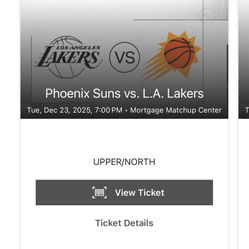 Suns vs Lakers - Row 2 Upper Deck 