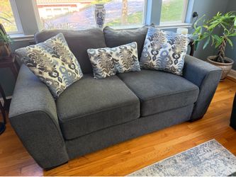 Living Spaces Parker Loveseat – Venus Marine Blue – Oversized 76” Loveseat