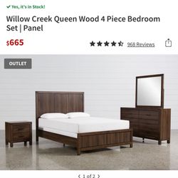 Living Spaces QUEEN Willow Creek Bed Set