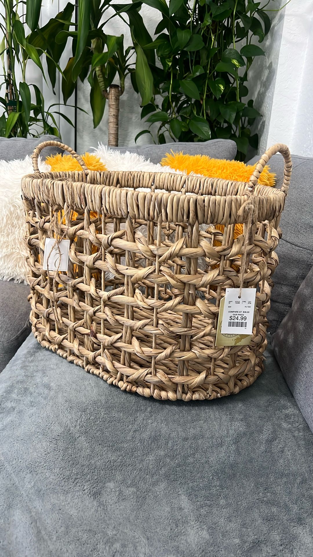 Natural Woven Basket with Handles – New