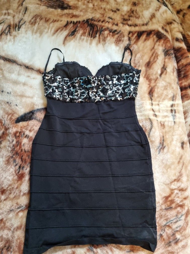 Ladies Sexy Stylish Black & Silver Sequin Dress