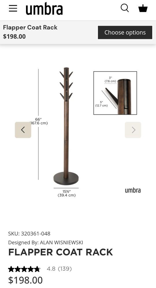 Umbra Flapper coat rack - like new