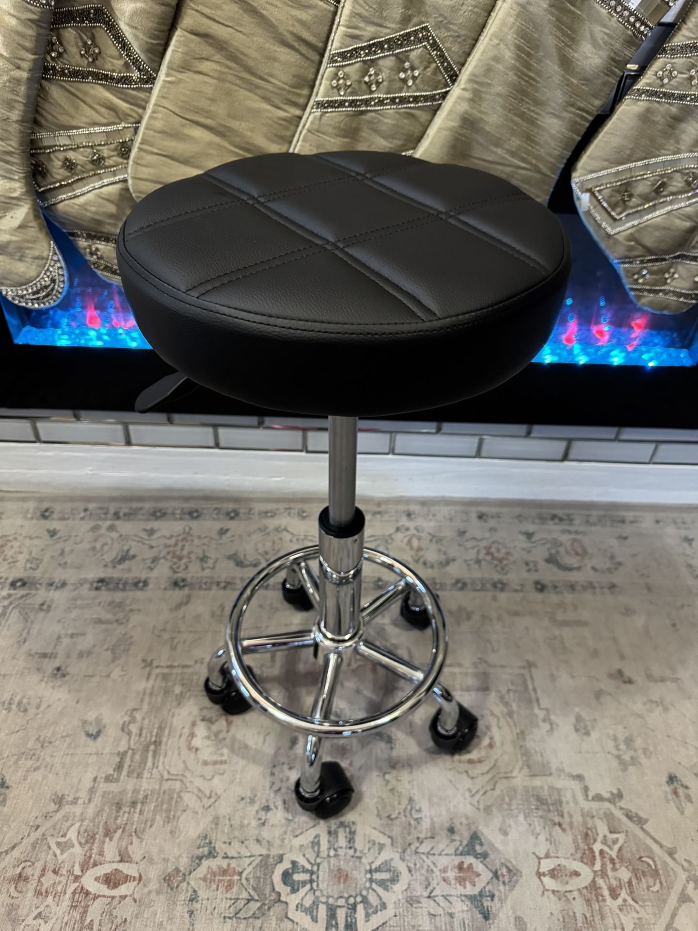 NEW**Black Rolling Stool
