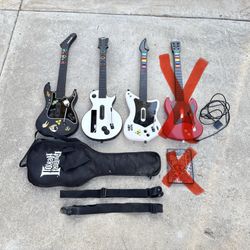 Guitar Hero Rockband Game Controllers Lot Of 6 Used Untested No Dongles As Is Wii PS2