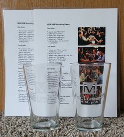 Custom Etched MacLaren's Pub Glasses (HIMYM) & Drinking Game Bundle