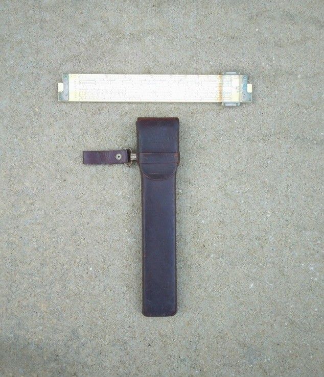 Vintage Fredrick Cooper Versalog Bamboo Hemmi Slide Rule/Leather Sheath