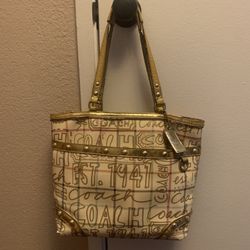Gold And Plaid Coach bag