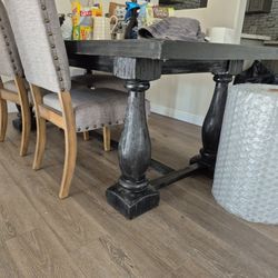 SOLID BLACK WOOD DINING TABLE