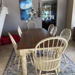 Solid Wood Farmhouse Style Diner Table Seats 8 With Chairs!