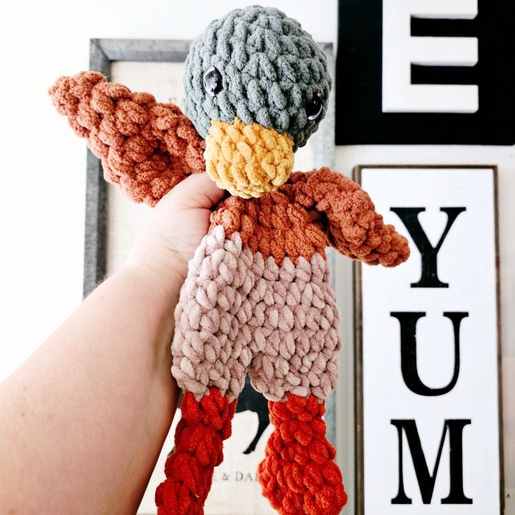 Crochet Duck Plushie Snuggler Stuffed Animal Toy