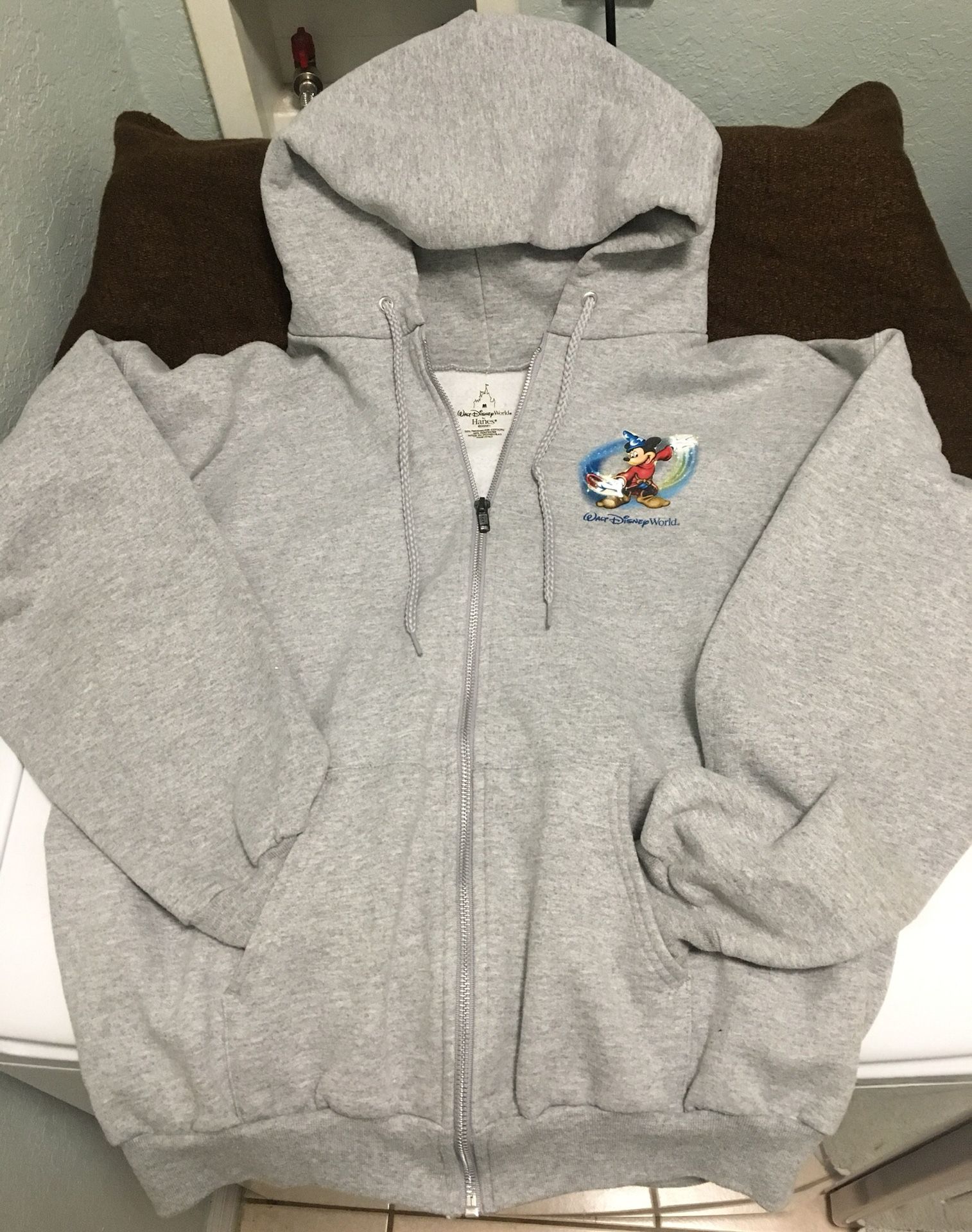 Walt Disney World Full Zip Hoodie Sweatshirt Jacket Size M Sorcerer Mickey.