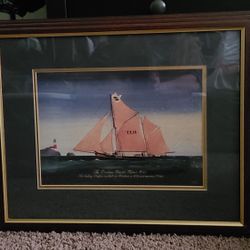 FRAMED WALL ART UNDER GLASS ~ SAILBOAT 