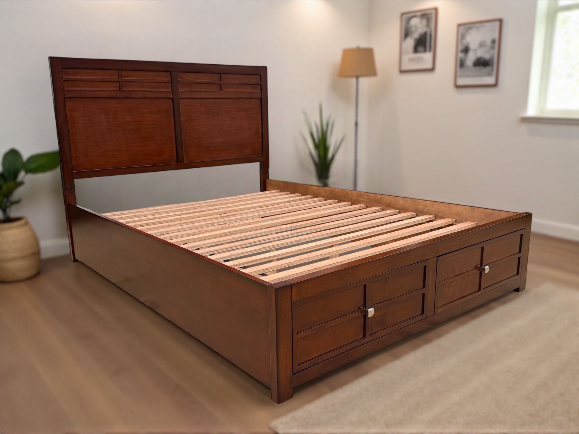 New Classic Kensington Cherry Queen Panel Storage Bed Frame