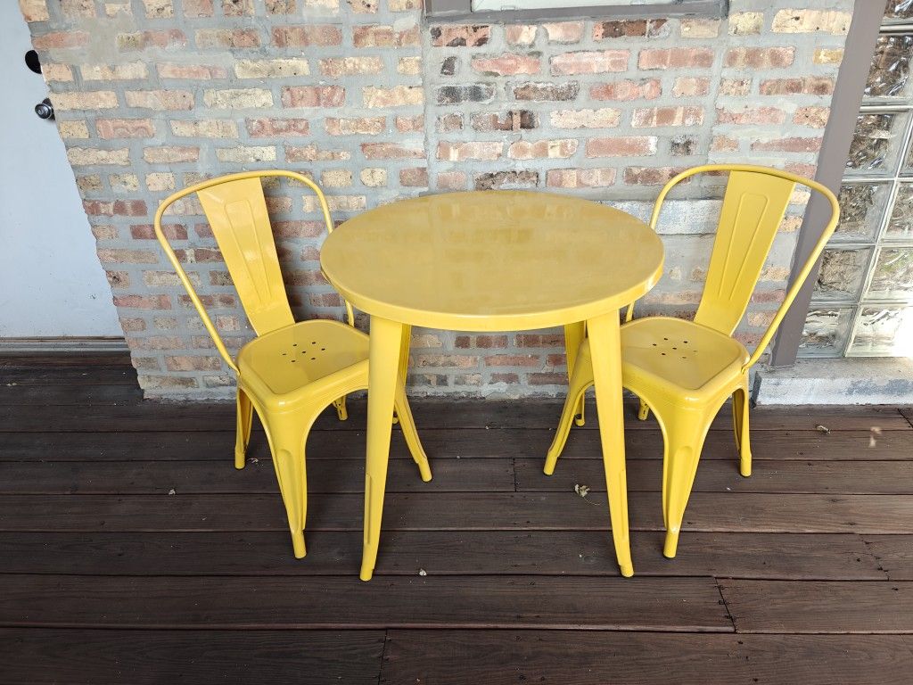 Yellow Metal Outdoor Dining Set