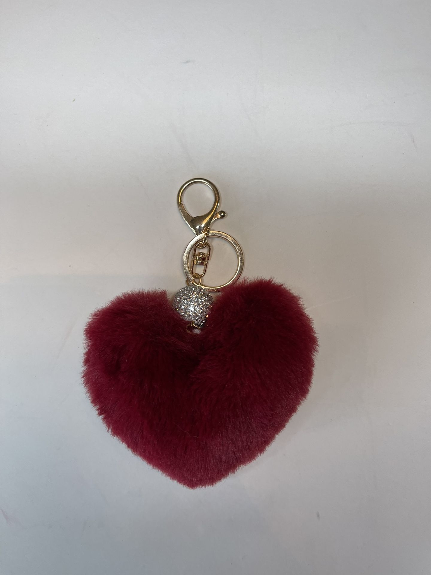 Furry Red Heart Keychain