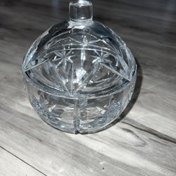 Vintage Crystal Small Candy Dish With Lid 