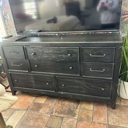 Black, Rustic Wood Dresser. 
