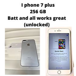 iPhone 7 Plus Silver 256 GB Unlocked Great Condition! 