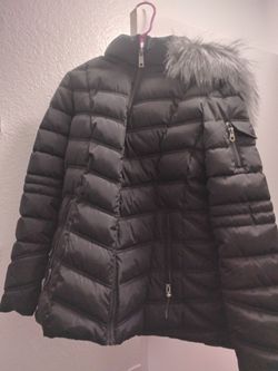 Nautica 1983 Black Puffer Jacket with Fur Trim Hood