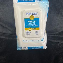 Top paw, refresh wipes with oatmeal and fresh clean scent